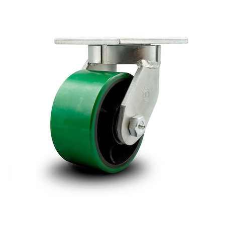 Service Caster 6 Inch Heavy Duty Green Poly on Cast Iron Wheel Swivel Caster with Swivel Lock SCC-KP92S630-PUR-GB-BSL